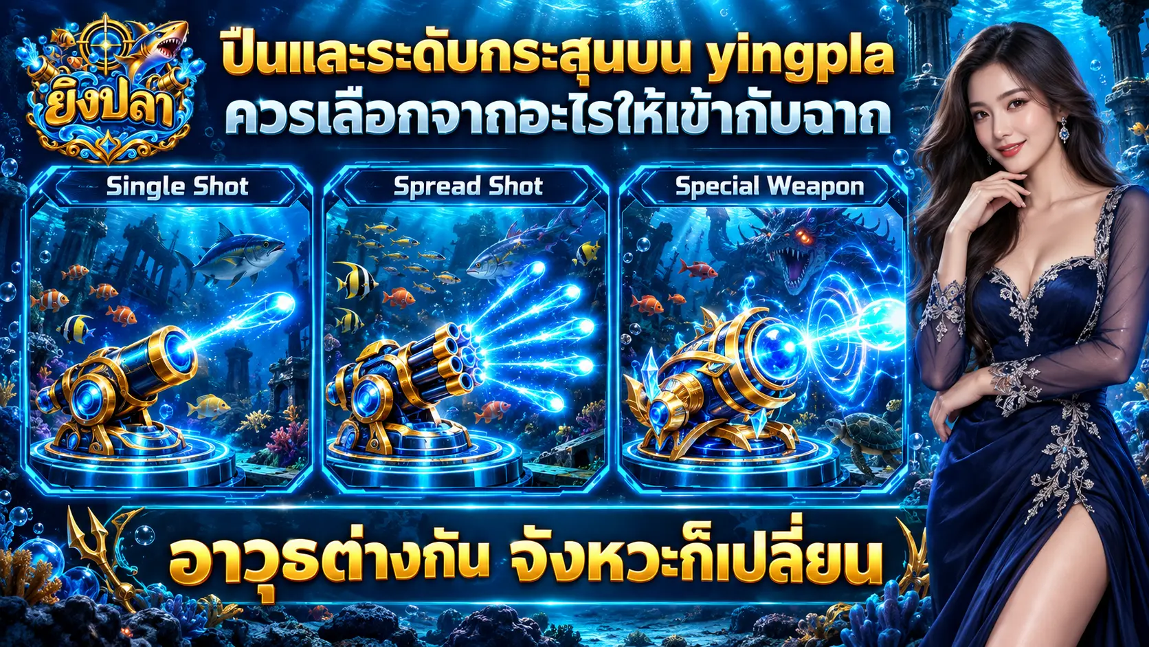 ปืนและระดับกระสุนบน yingpla ควรเลือกจากอะไรให้เข้ากับฉาก